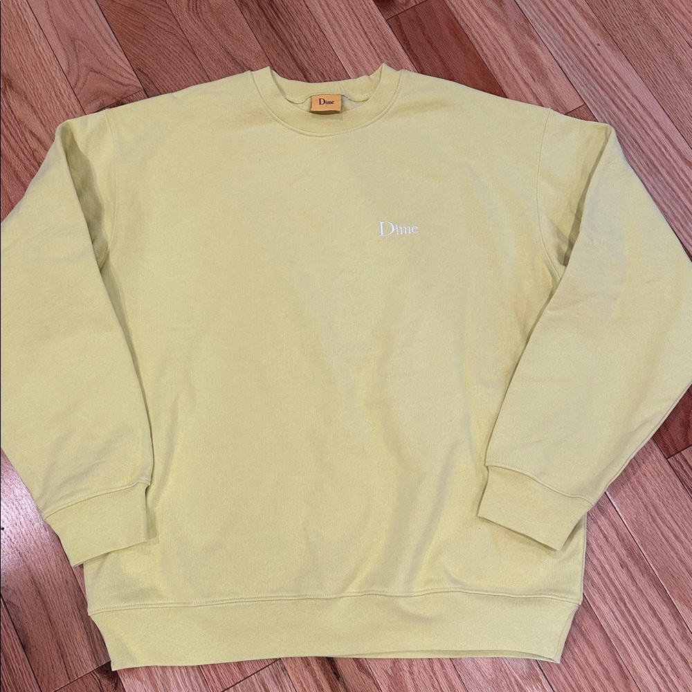 DIME Logo-Embroidered Cotton Jersey Crewneck Pullover Sweatshirt - Yellow - Picture 7 of 7